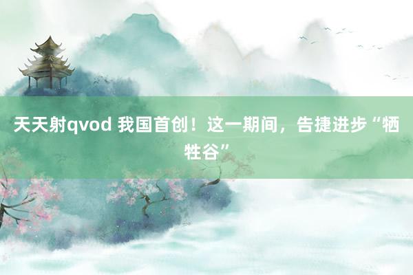 天天射qvod 我国首创！这一期间，告捷进步“牺牲谷”