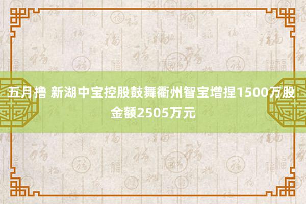 五月撸 新湖中宝控股鼓舞衢州智宝增捏1500万股 金额2505万元