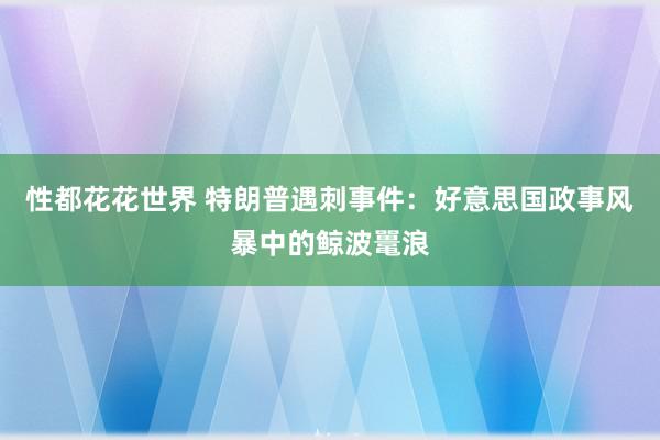 性都花花世界 特朗普遇刺事件：好意思国政事风暴中的鲸波鼍浪