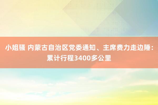 小姐骚 内蒙古自治区党委通知、主席费力走边陲：累计行程3400多公里