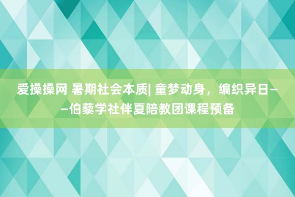 爱操操网 暑期社会本质| 童梦动身，编织异日——伯藜学社伴夏陪教团课程预备