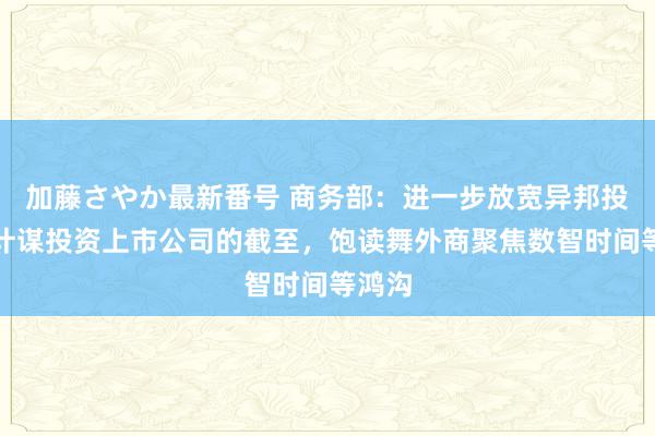 加藤さやか最新番号 商务部：进一步放宽异邦投资者计谋投资上市公司的截至，饱读舞外商聚焦数智时间等鸿沟