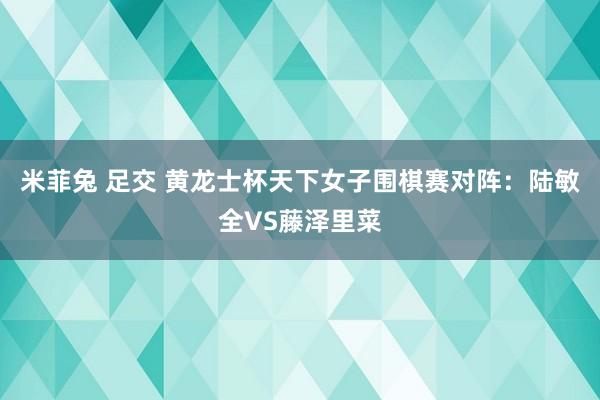 米菲兔 足交 黄龙士杯天下女子围棋赛对阵：陆敏全VS藤泽里菜