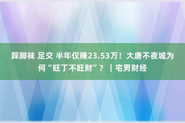 踩脚袜 足交 半年仅赚23.53万！大唐不夜城为何“旺丁不旺财”？｜宅男财经